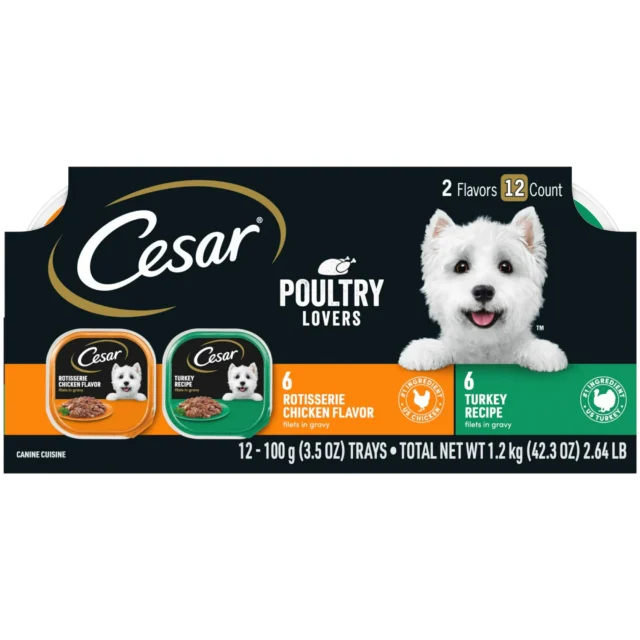 Cesar Filets In Gravy Poultry Lovers Variety Pack Wet Dog Food Adult, 3.5 Oz. Pack Of 12
