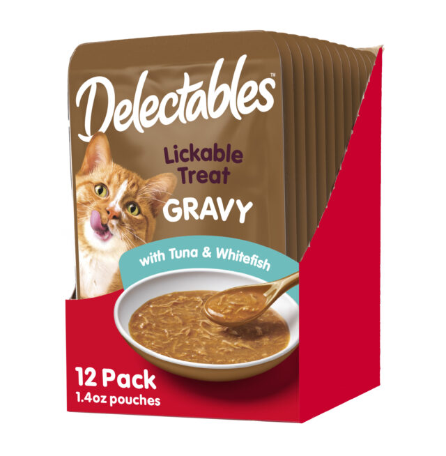 Hartz Delectables Gravy Lickable Wet Cat Treats, Tuna & Whitefish, 12 Count