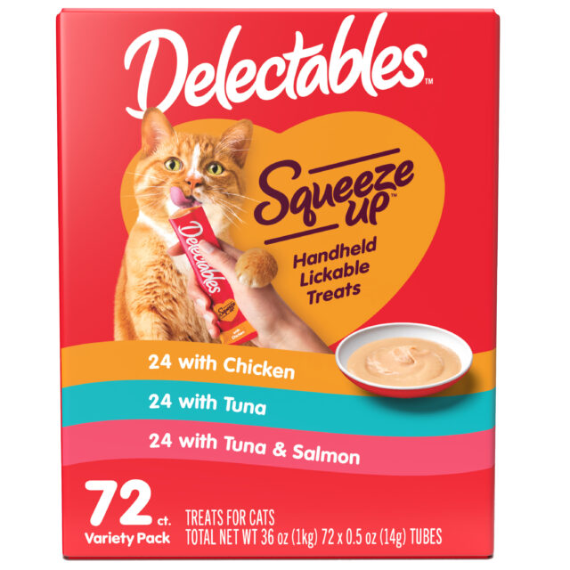 Hartz Delectables Squeeze Up Interactive Lickable Wet Cat Treat Variety Pack, 0.5oz Tube (72 Count)