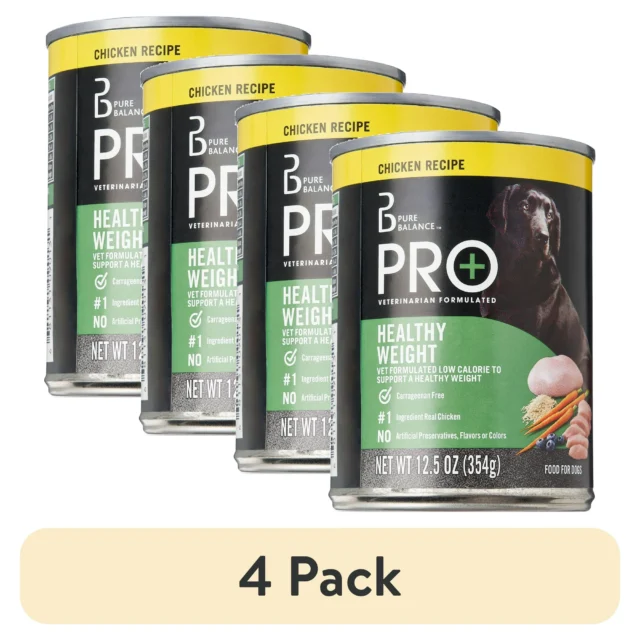 (4 pack) Pure Balance Pro+ Chicken Recipe Wet Dog Food for Healthy Weight, 12.5 oz Can