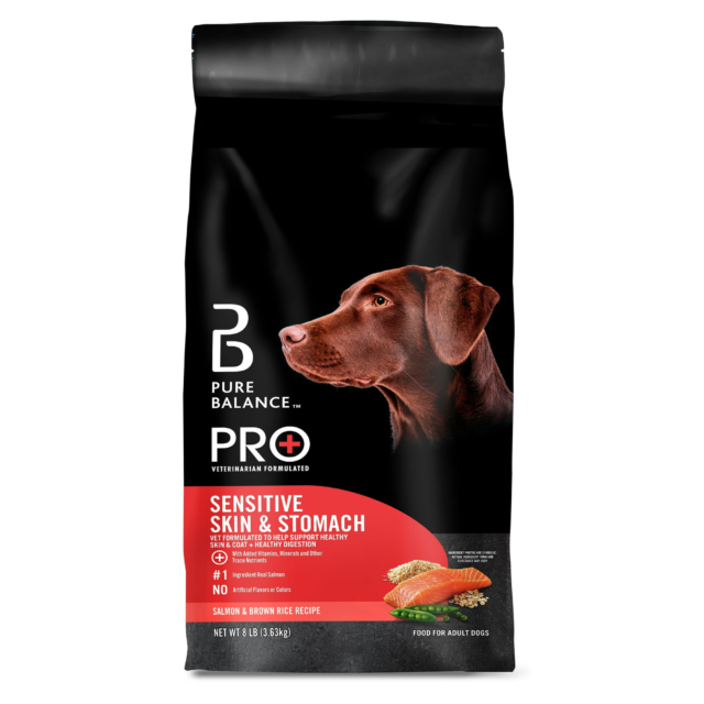 Pure Balance Pro+ Sensitive Skin & Stomach Dog Food, Salmon & Rice Recipe, 8 lb Bag