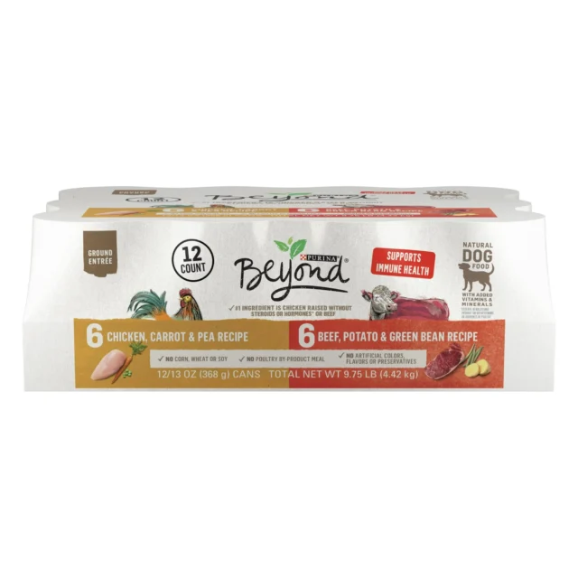 Purina Beyond Immune Health Wet Dog Food Ground Entree Chicken & Beef Flavors, 13 oz Cans (12 Pack)