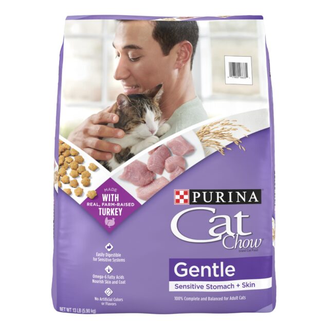 Purina Cat Chow Gentle, Sensitive Stomach Dry Cat Food, Turkey, 6.3 lb Bag