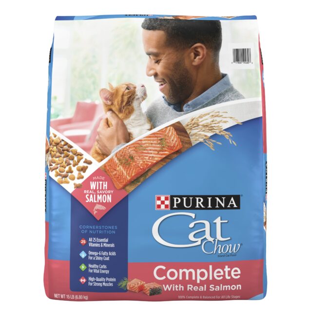 Purina Cat Chow Complete, Dry Cat Food, Salmon, 15 lb Bag