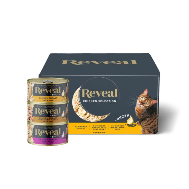 Reveal Natural Wet Cat Food, Chicken in Broth Variety Pack, 8 x 2.47oz Cans