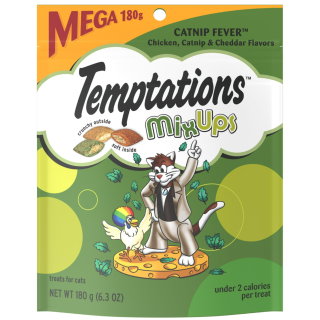 Temptations Mixups Catnip Fever Flavor Crunchy And Soft Dry Cat Treats, 6.3 Oz Pouch