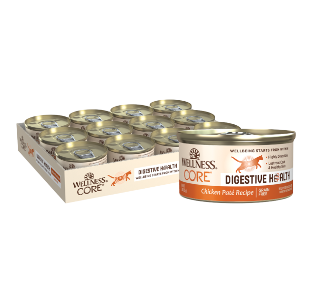 Wellness CORE Digestive Health Chicken Pate Wet Cat Food, 3 Ounce Can (Pack of 12)