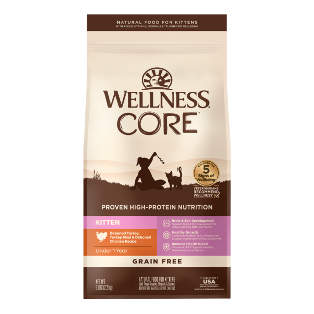 Wellness CORE Grain-Free Kitten Formula Dry Cat Food, 5 Pound Bag