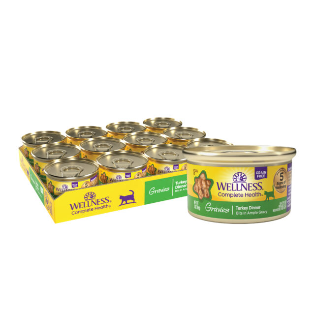 Wellness Complete Health Gravies Grain Free Canned Cat Food, Turkey Dinner, 3 Ounces (Pack of 12)