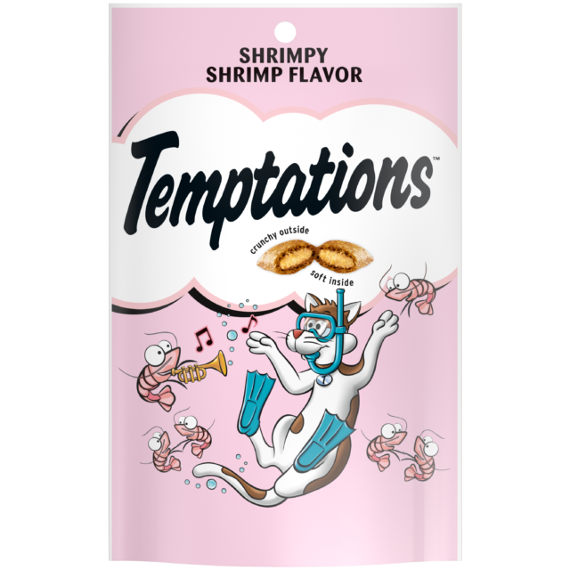 Temptations Classic Crunchy and Soft Cat Treats Shrimpy Shrimp Flavor, 30 oz. Pouch