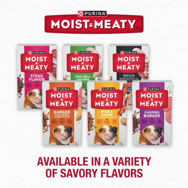 Purina Moist & Meaty Dry Dog Food, High Protein Steak Flavor with Real Beef, 12 oz Pouches (6 Pack) - Image 3