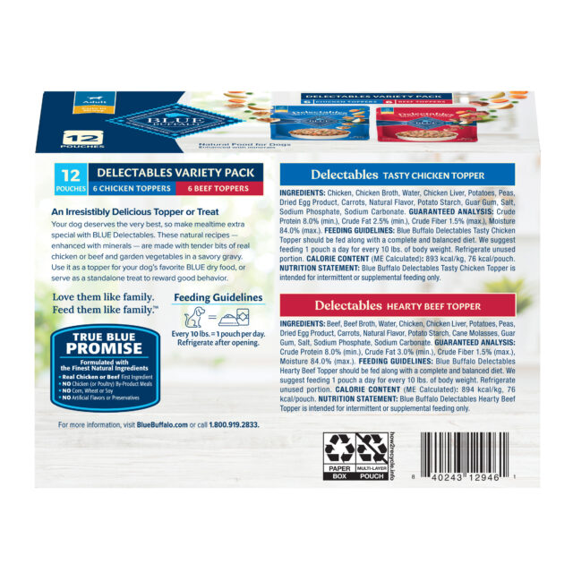 Blue Buffalo Delectables Natural Wet Dog Food Variety Pack, Chicken & Beef, 3-oz. (12ct) - Image 8