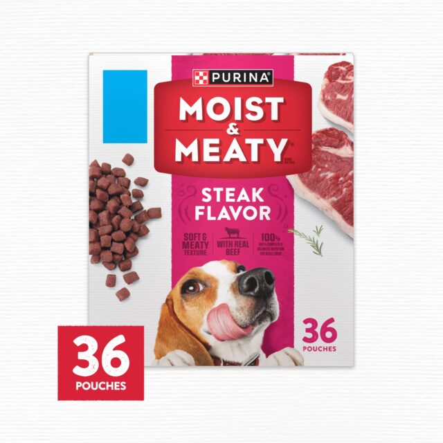 Purina Moist & Meaty Dry Dog Food, High Protein Steak Flavor with Real Beef, 12 oz Pouches (6 Pack) - Image 5