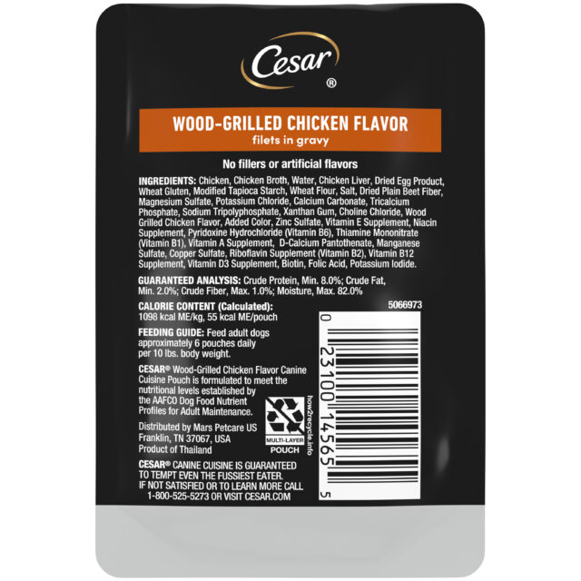 Cesar Pouch Filets In Gravy Wood-Grilled Chicken Wet Dog Food, 1.76 oz. Pouch, 1 ct - Image 5