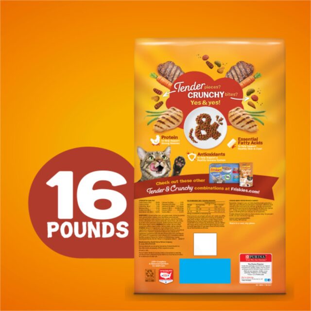Purina Friskies Tender and Crunch'd With Flavors of Chicken, Beef, Carrots and Green Beans Dry Cat Food, 16 lb Bag - Image 5