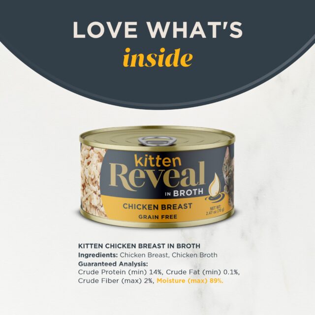 Reveal Natural Wet Kitten Food, Chicken Breast in Broth, 12 x 2.47oz Cans - Image 7