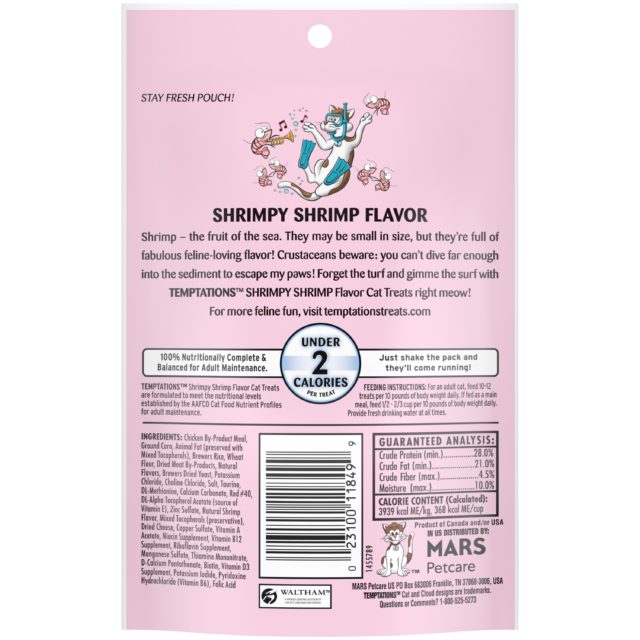 Temptations Classic Crunchy and Soft Cat Treats Shrimpy Shrimp Flavor, 30 oz. Pouch - Image 6