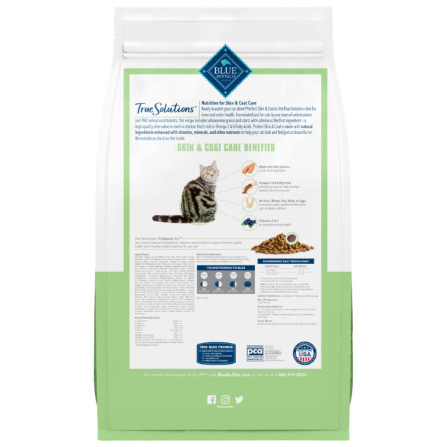 Blue Buffalo True Solutions Perfect Skin & Coat Natural Dry Food for Adult Cats, Salmon, 3.5-lb. Bag - Image 7