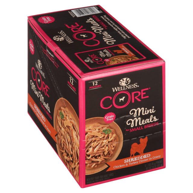 Wellness CORE Natural Grain Free Small Breed Mini Meals Wet Dog Food, Shredded Chicken & Turkey Dinner in Gravy, 3-Ounce Pouch (Pack of 12) - Image 5