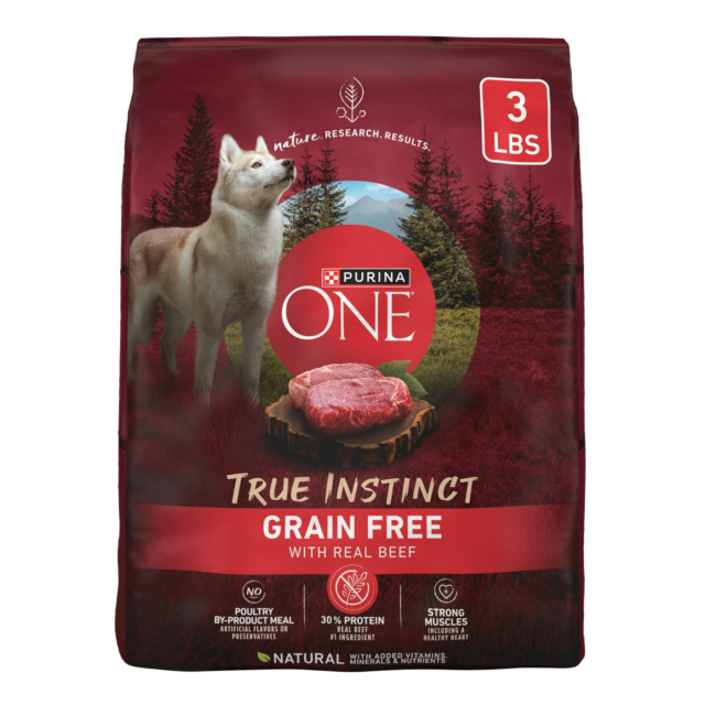 Purina ONE True Instinct Dry Dog Food, Grain-Free High Protein with Real Beef, 3 lb Bag