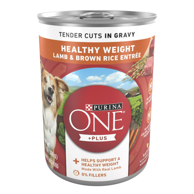 Purina ONE PLUSNatural Wet Dog Food, High Protein Soft Lamb & Brown Rice, 13 oz Cans (12 Pack)