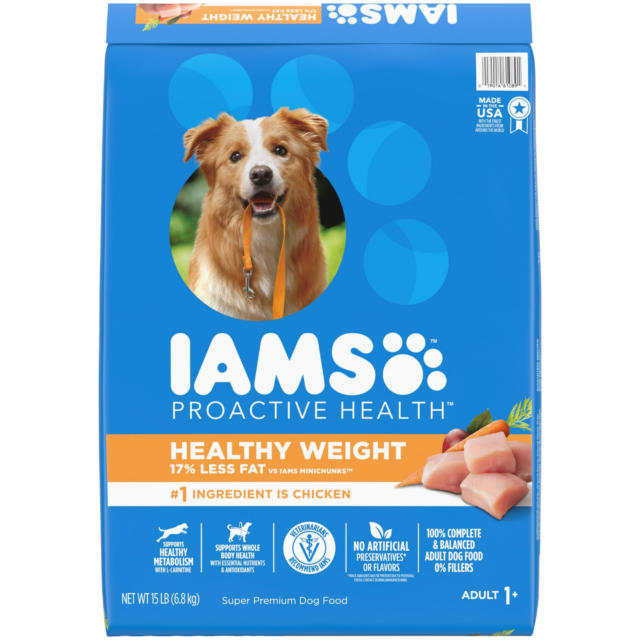 Iams Proactive Health Healthy Weight Chicken Dry Dog Food, 15 Lb Bag