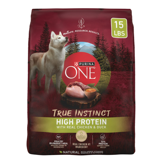 Purina ONE True Instinct Dry Dog Food, High Protein with Real Chicken & Duck, 15 lb Bag