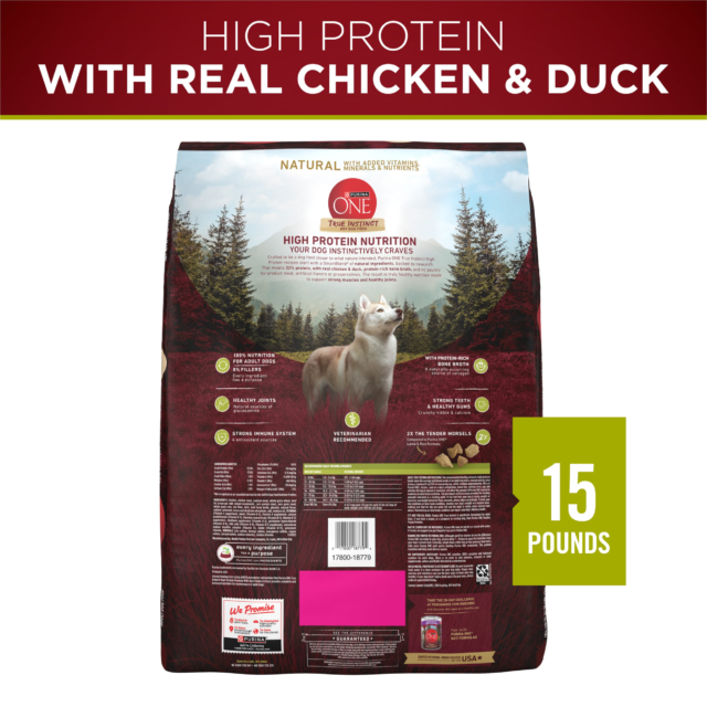 Purina ONE True Instinct Dry Dog Food, High Protein with Real Chicken & Duck, 15 lb Bag - Image 6