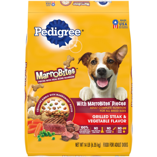 Pedigree Marrobones Grilled Steak And Vegetable Dry Dog Food, 14 Lb Bag