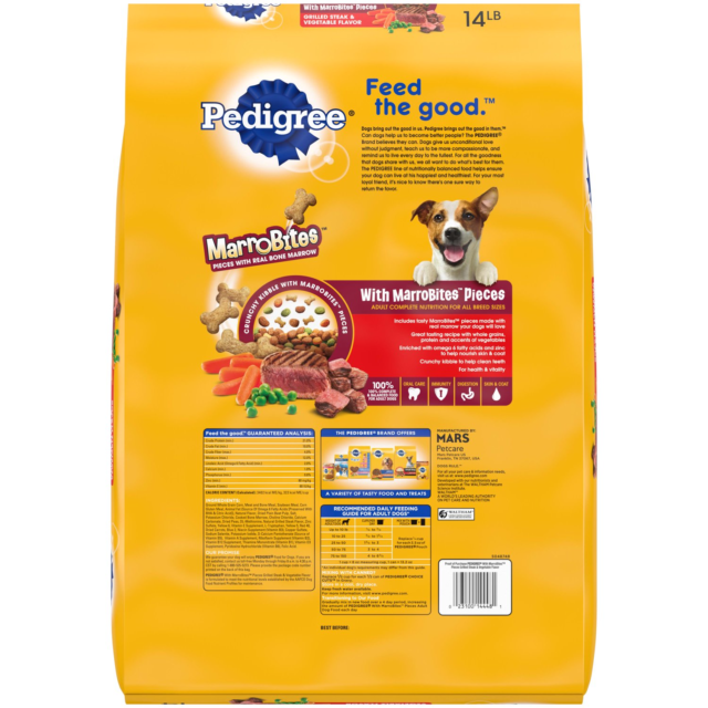 Pedigree Marrobones Grilled Steak And Vegetable Dry Dog Food, 14 Lb Bag - Image 8