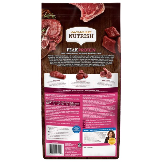 Rachael Ray Nutrish Peak Protein Open Prairie Recipe, Beef, Venison & Lamb Dry Dog Food, 4 lb. Bag - Image 4