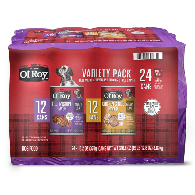 Ol' Roy Filet Mignon Flavor and Chicken & Rice Dinner Meaty Loaf Wet Dog Food Variety Pack for Dogs, 13.2 oz Cans (24 pack) - Image 4