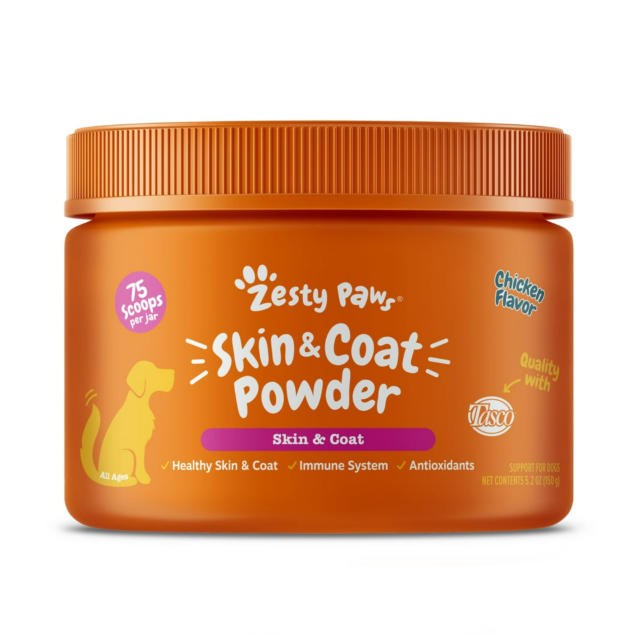Zesty Paws Skin & Coat Powder for Dogs, for Skin Health, Chicken 150g Jar
