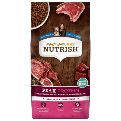 Rachael Ray Nutrish Peak Protein Open Prairie Recipe, Beef, Venison & Lamb Dry Dog Food, 4 lb. Bag